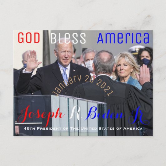 Joe Biden neemt zijn eed op 20 januari Briefkaart (Voorkant)