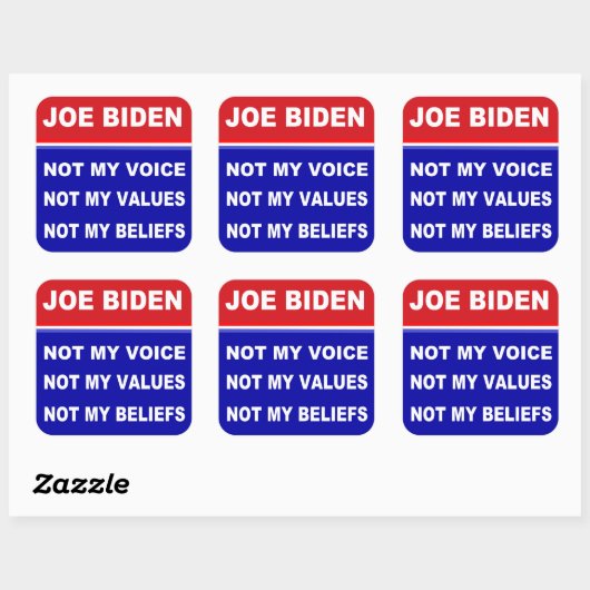 Joe Biden niet mijn stem waarden overtuigingen Vierkante Sticker (Vel)