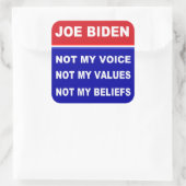 Joe Biden niet mijn stem waarden overtuigingen Vierkante Sticker (Tas)