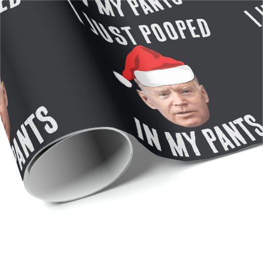 JOE BIDEN POOPED POOP GRAPPIG KERSTMIS CADEAUPAPIER (Rol Hoek)