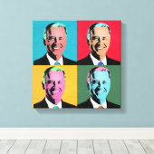 Joe Biden Pop Art Painting Canvas Afdruk (Insitu (Houten vloer))