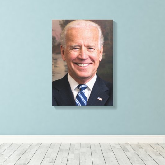 Joe Biden Portrait Foto Canvas Afdruk (Insitu (Houten vloer))