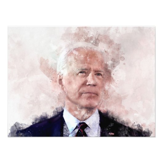 Joe Biden portret in waterverf Foto Afdruk (Voorkant)