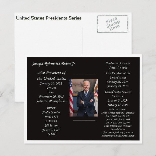 Joe Biden President Briefkaart (Voorkant / Achterkant)