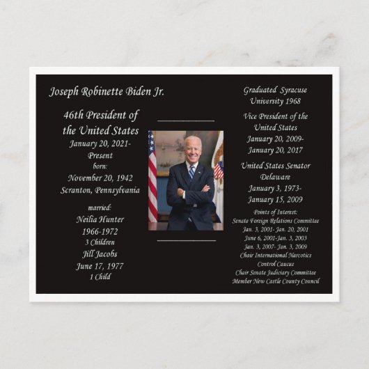 Joe Biden President Briefkaart (Voorkant)