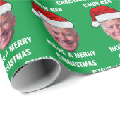 Joe Biden Santa Hat C'mon Man Groene Kerst Cadeaupapier (Rol Hoek)