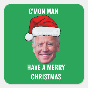 Joe Biden Santa Hat C'mon Man Groene Kerst Vierkante Sticker