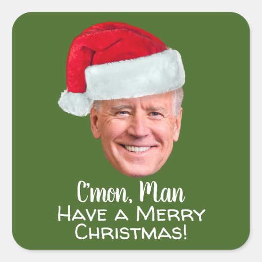 Joe Biden Santa Hat C'mon Man Merry Kerstry Vierkante Sticker (Voorkant)