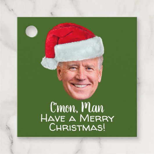 Joe Biden Santa Hat C'mon Man - Vrolijk kerstfeest Bedankjes Labels (Voorkant)