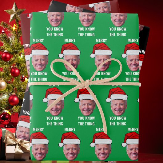Joe Biden Santa Hat Je Weet Het Ding Inpakpapier Vel