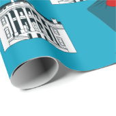 joe biden santa kamala harris blauw wit huis cadeaupapier (Rol Hoek)