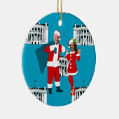 joe biden santa kamala harris blauw wit huis keramisch ornament (Rechts)