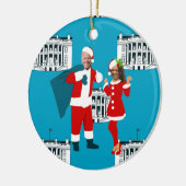 joe biden santa kamala harris blauw wit huis keramisch ornament (Links)