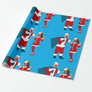 joe biden santa kamala harris blue kermas cadeaupapier