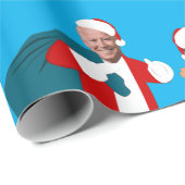 joe biden santa kamala harris blue kermas cadeaupapier (Rol Hoek)