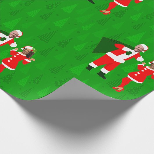 joe biden santa kamala harris kerstbomen cadeaupapier (Hoek)