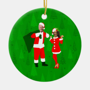 joe biden santa kamala harris kerstbomen keramisch ornament