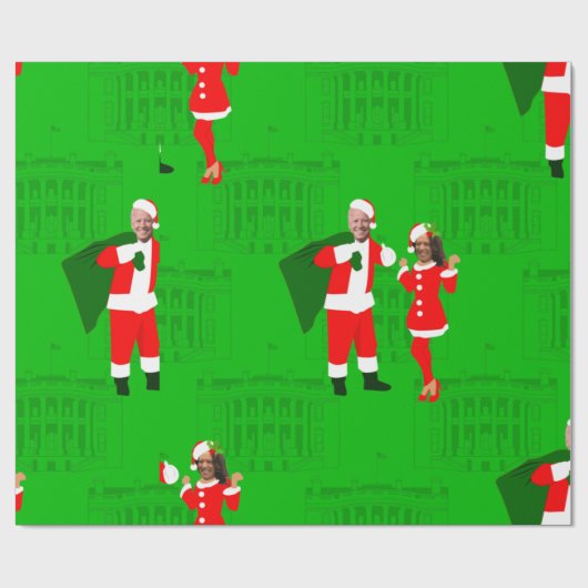 joe biden santa kamala harris kerstmis cadeaupapier (Vlak)