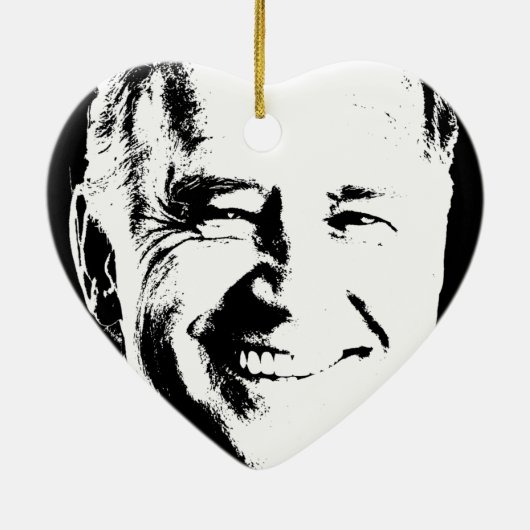 JOE BIDEN STAMP INK ART KERAMISCH ORNAMENT (Achterkant)
