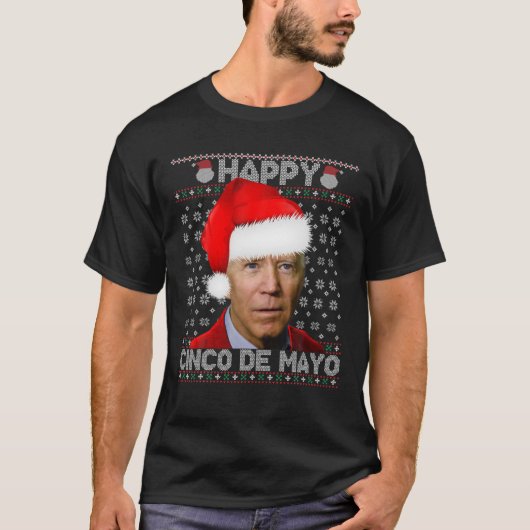 Joe Biden Ugly kerstSweater Santa Happy Cinco T-shirt (Voorkant)