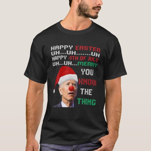 Joe Biden Ugly KerstSweater voor Mannen T-shirt (Voorkant)