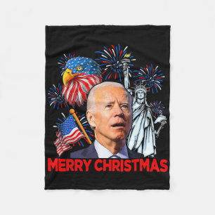 Joe Biden verwarde patriottische vrolijke kerst vo Fleece Deken