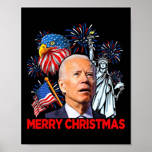 Joe Biden verwarde patriottische vrolijke kerst vo Poster (Voorkant)