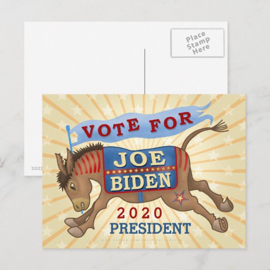 Joe Biden voor President 2020-Democraat Donkey Briefkaart (Voorkant / Achterkant)