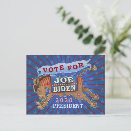 Joe Biden voor President 2020-Democraat Donkey Briefkaart (Staand voorkant)