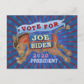 Joe Biden voor President 2020-Democraat Donkey Briefkaart (Voorkant)