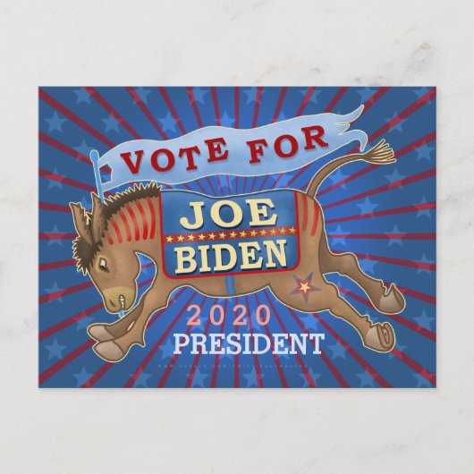 Joe Biden voor President 2020-Democraat Donkey Briefkaart (Voorkant)