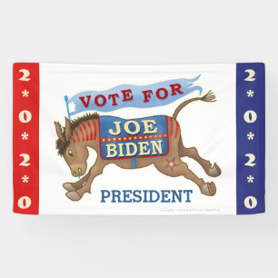 Joe Biden voor President 2020 Democraat Donkey v2 Spandoek