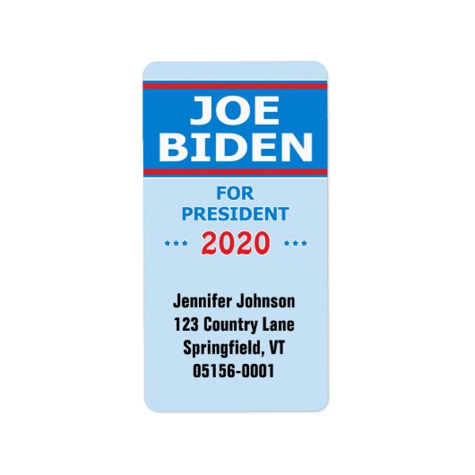 Joe Biden voor President 2020 Etiket (Voorkant)