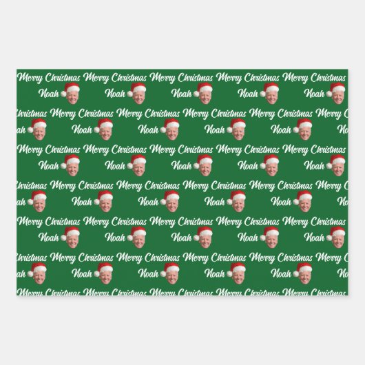 Joe Biden Vrolijk Kerstfeest | Aangepaste naam Tre Inpakpapier Vel (Voorkant 3)