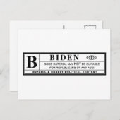 Joe Biden-waarschuwingslabel Briefkaart (Voorkant / Achterkant)