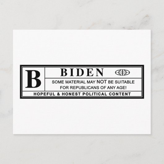 Joe Biden-waarschuwingslabel Briefkaart (Voorkant)