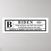 Joe Biden-waarschuwingslabel Poster (Voorkant)