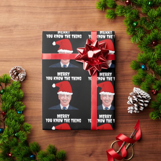 JOE BIDEN WEARING SANTA HAT DE DWINGENDE WRAPPING  CADEAUPAPIER (Feestdagen Geschenken)