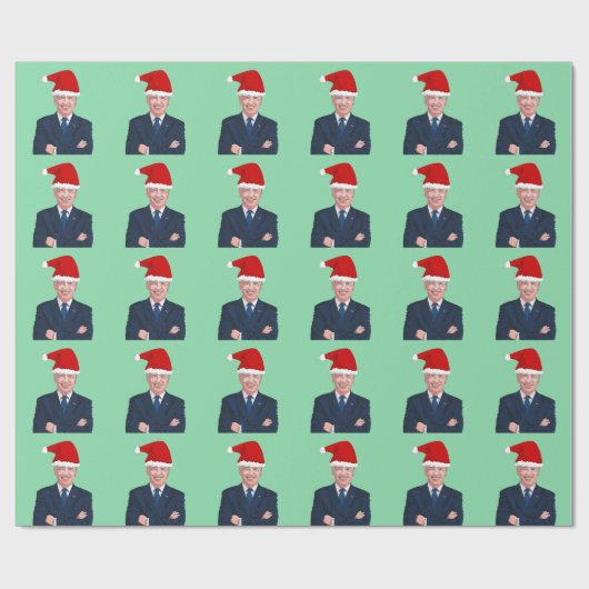 JOE BIDEN WEARING SANTA HAT WRAPPING PAPER CADEAUPAPIER (Vlak)