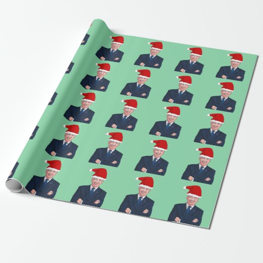 JOE BIDEN WEARING SANTA HAT WRAPPING PAPER CADEAUPAPIER (Uitgerold)