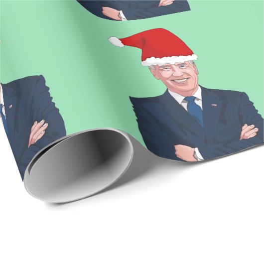JOE BIDEN WEARING SANTA HAT WRAPPING PAPER CADEAUPAPIER (Rol Hoek)