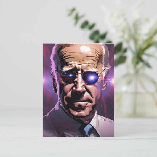Joe Biden zonnebril Paarse achtergrond Briefkaart (Staand voorkant)