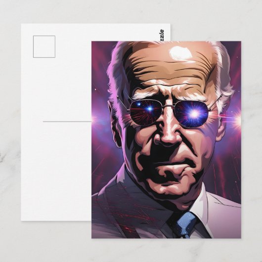 Joe Biden zonnebril Paarse achtergrond Briefkaart (Voorkant / Achterkant)