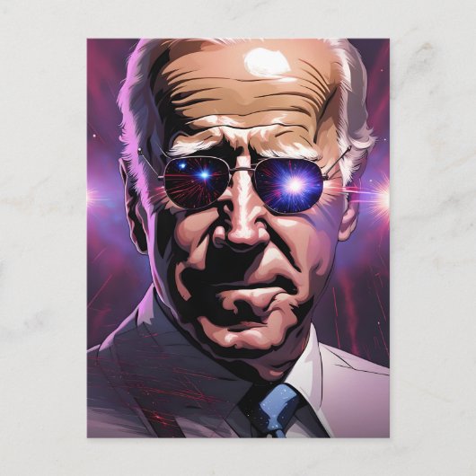 Joe Biden zonnebril Paarse achtergrond Briefkaart (Voorkant)