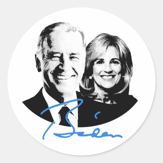 Joe en Jill Biden Signature Ronde Sticker (Voorkant)
