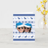 Joe en Kamala Blauw Kerstmis Kaart (Gele Bloem)