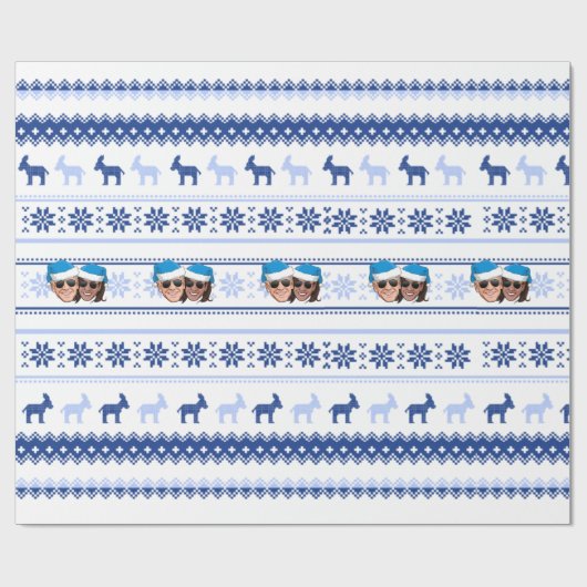 Joe en Kamala Blue Kerstmis Cadeaupapier (Vlak)