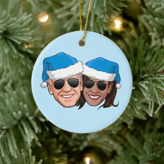 Joe en Kamala Blue Kerstmis Keramisch Ornament (Boom)