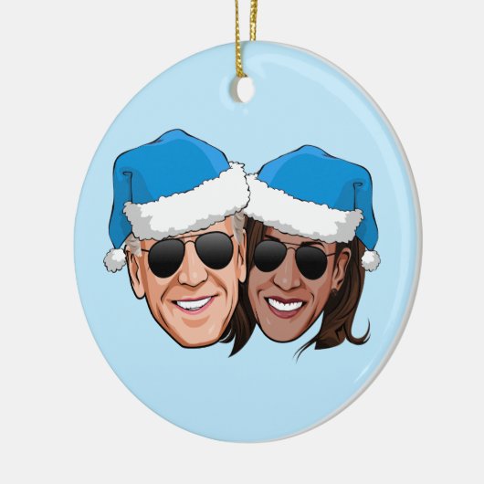 Joe en Kamala Blue Kerstmis Keramisch Ornament (Links)