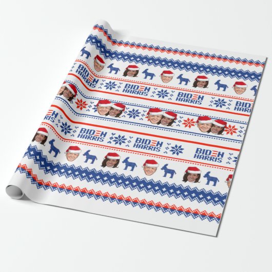 Joe en Kamala Kerstmis Cadeaupapier (Uitgerold)